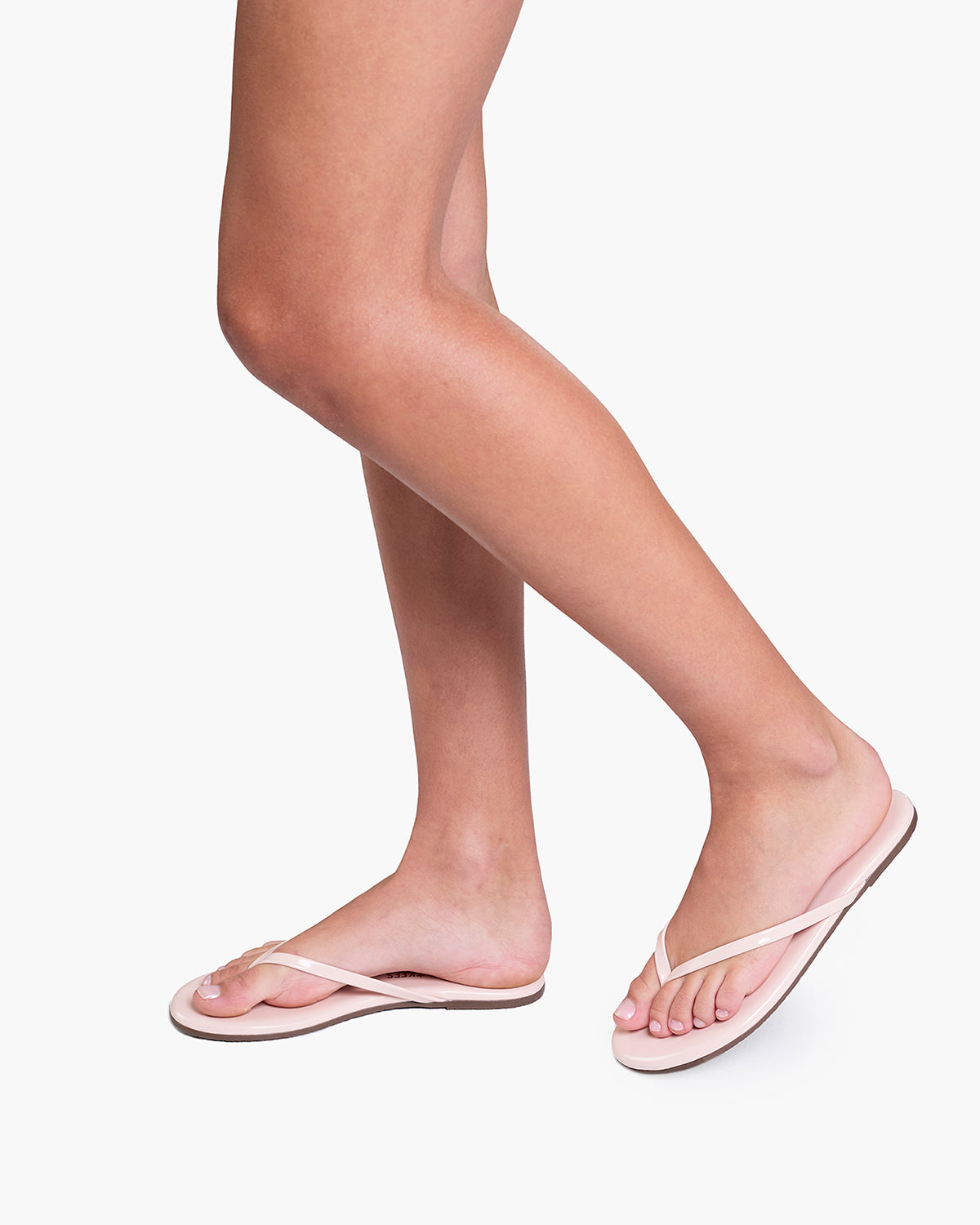 Lily Glosses Leather Flip Flops in Whipped Cream | TKEES Everyday