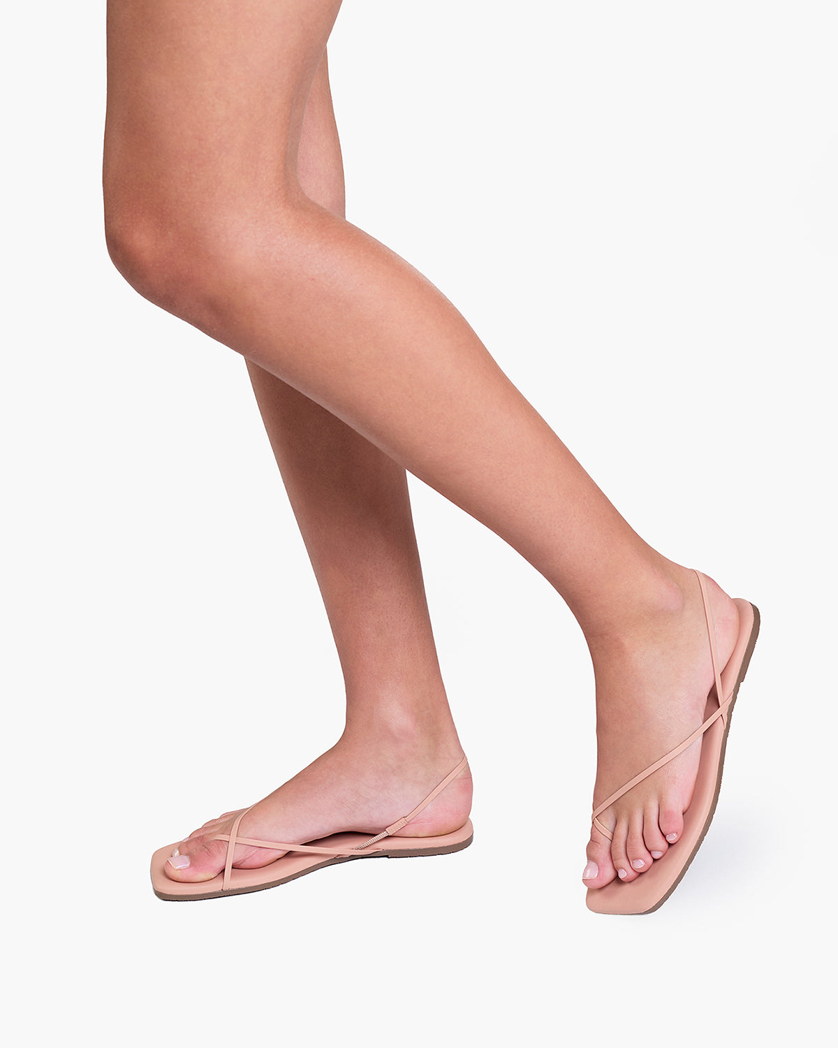 Square Toe Millie Leather Sandals in Nude Beach | TKEES Sale