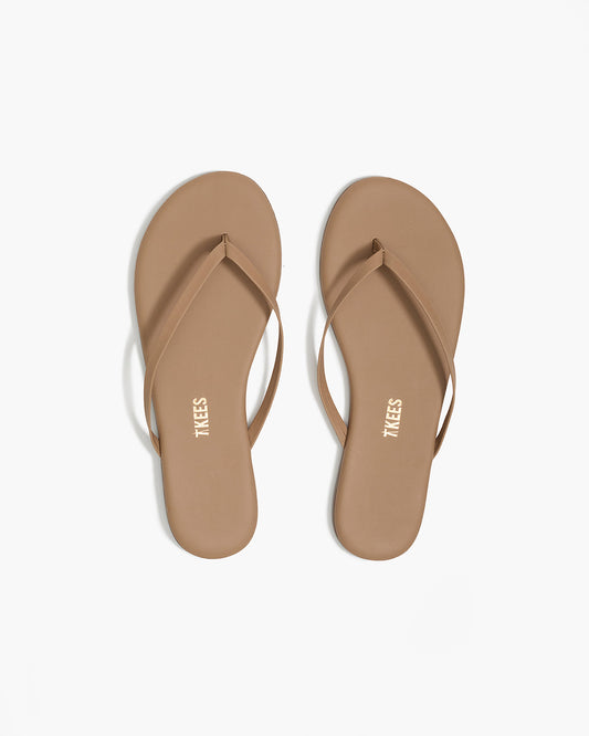 Lily Nudes Leather Flip Flops in Cocobutter | TKEES Value