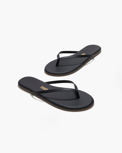 Lily Liners Leather Flip Flops in Sable | TKEES Trending