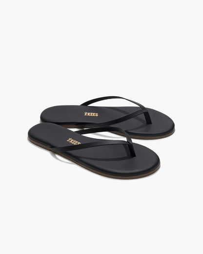 Lily Liners Leather Flip Flops in Sable | TKEES Trending
