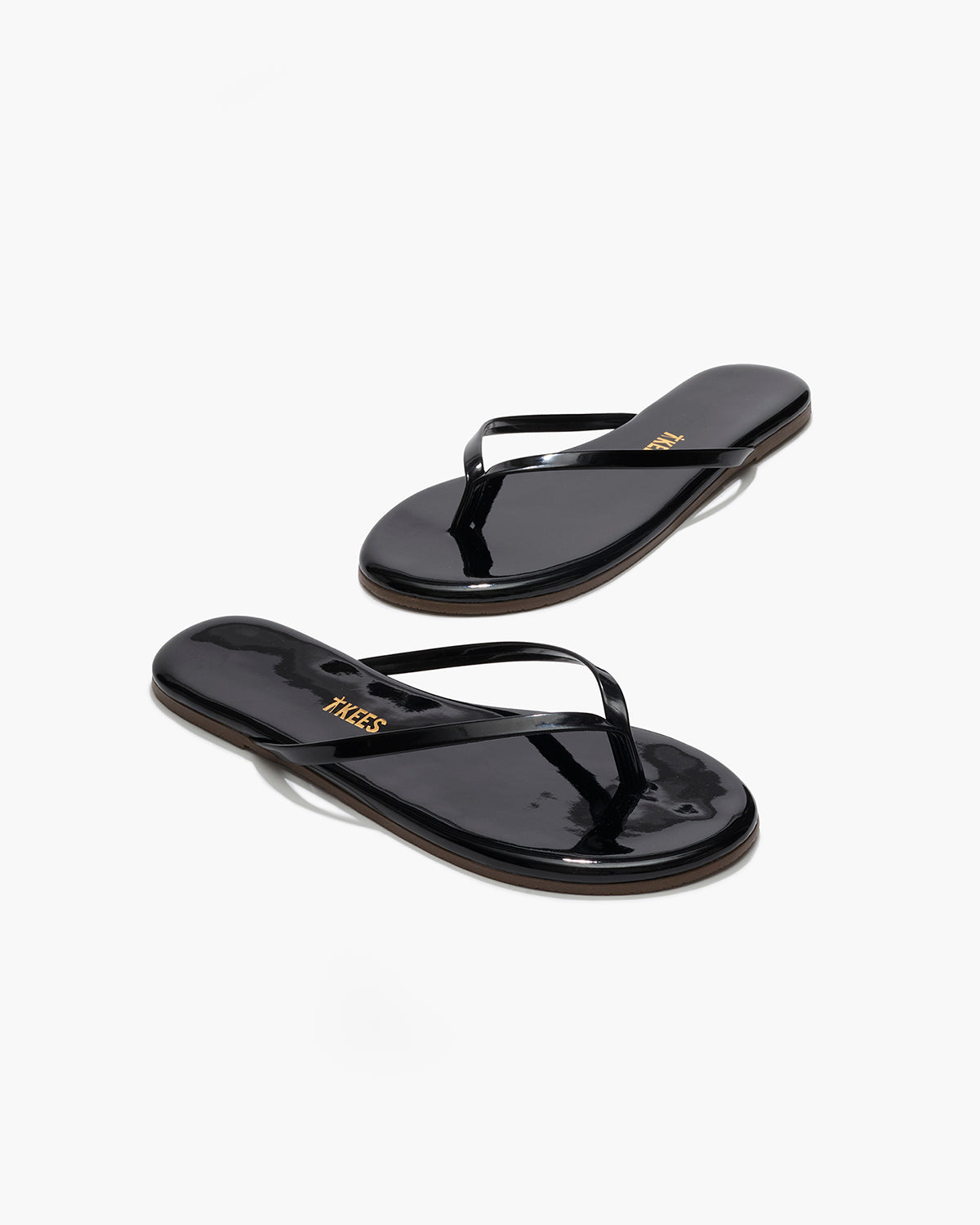 Lily Glosses Leather Flip Flops in Licorice | TKEES Classic