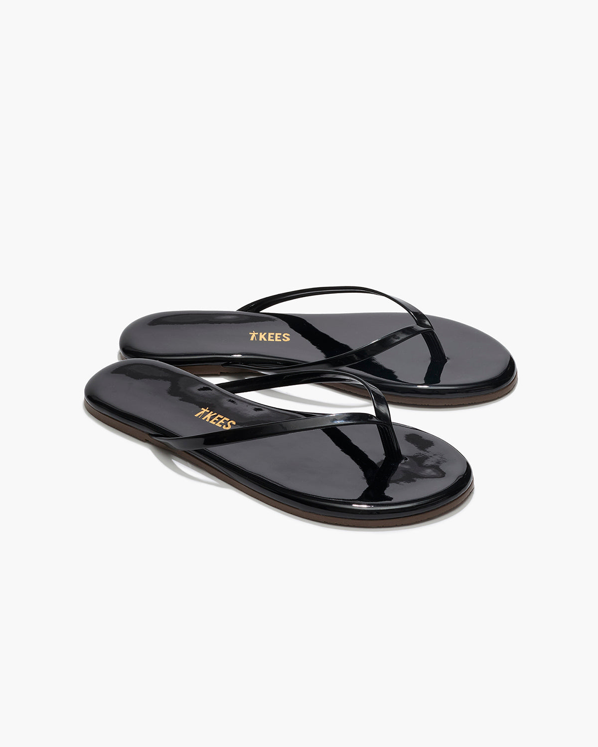 Lily Glosses Leather Flip Flops in Licorice | TKEES Classic