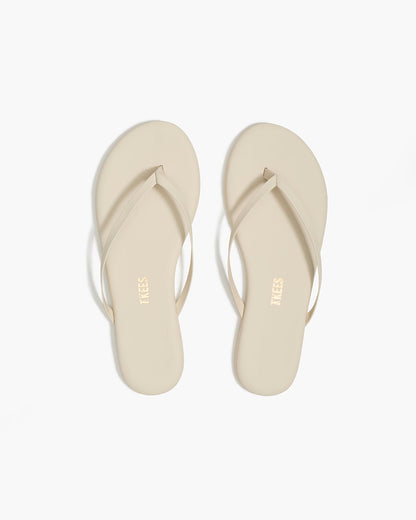 Lily Pigments Leather Flip Flops in Cream | TKEES Everyday