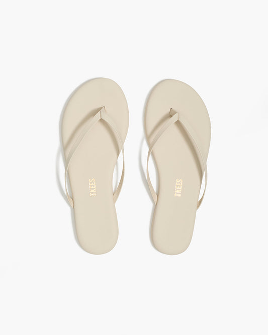 Lily Pigments Leather Flip Flops in Cream | TKEES Everyday