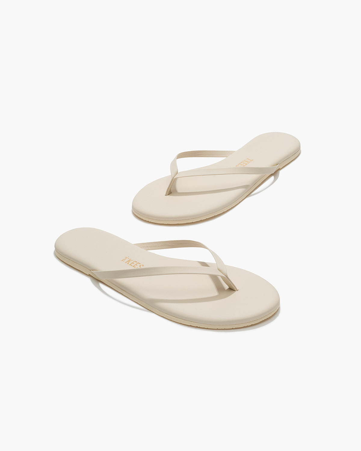 Lily Pigments Leather Flip Flops in Cream | TKEES Everyday