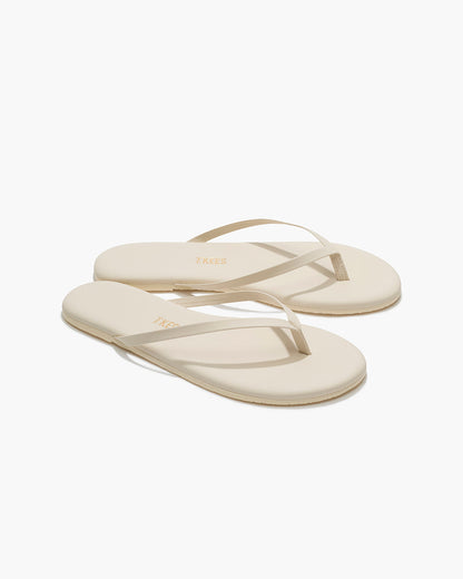 Lily Pigments Leather Flip Flops in Cream | TKEES Everyday