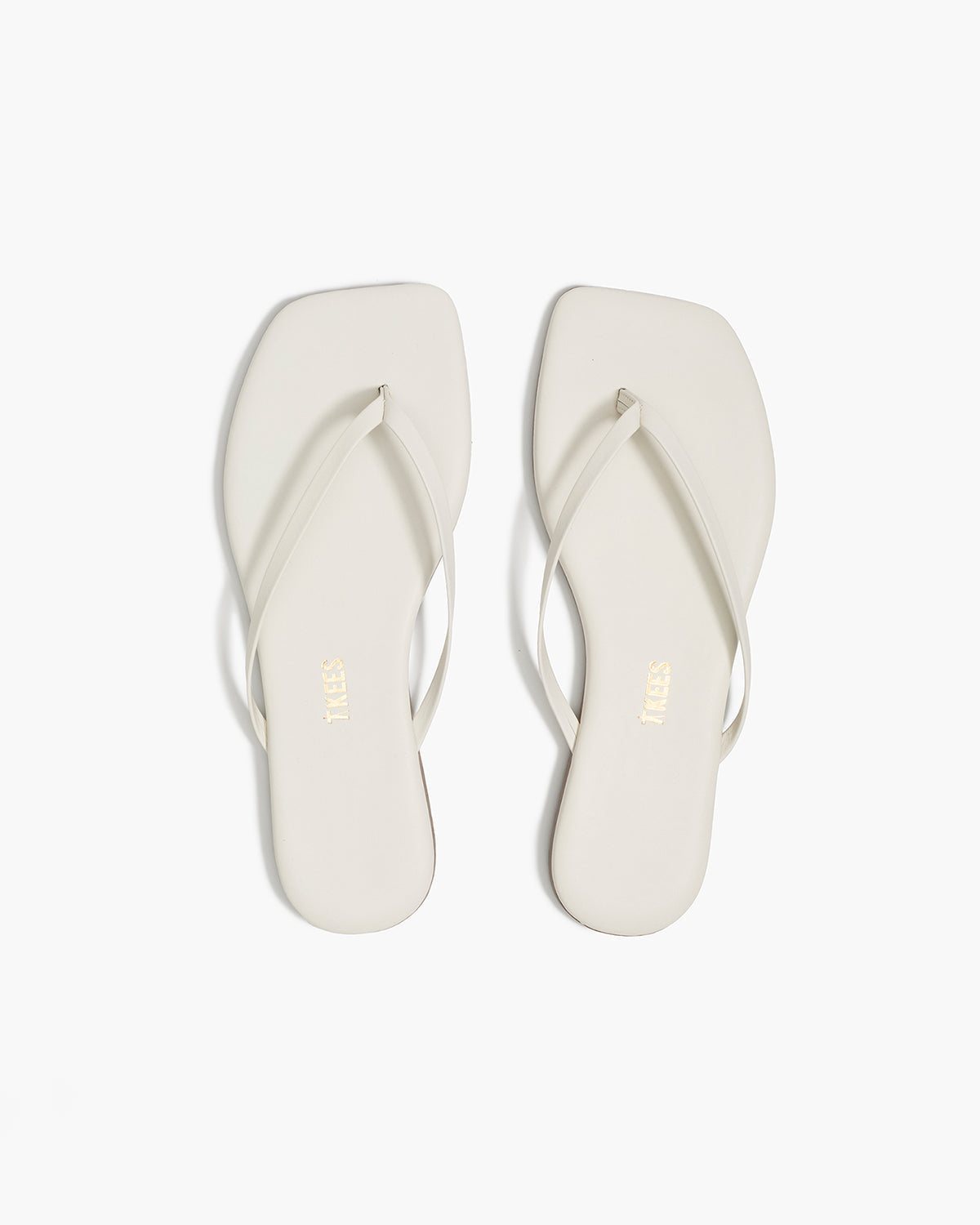 Square Toe Lily Leather Flip Flops in Cream | TKEES Great Value