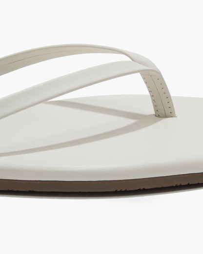 Square Toe Lily Leather Flip Flops in Cream | TKEES Great Value