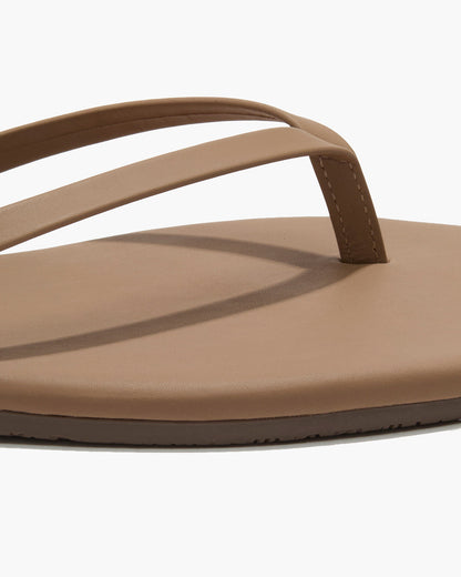 Square Toe Lily Leather Flip Flops in Cocobutter | TKEES Trusted