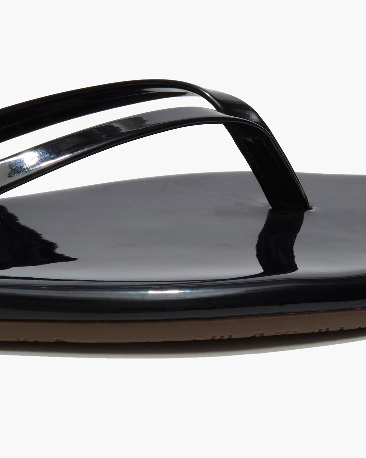 Square Toe Lily Leather Flip Flops in Licorice | TKEES Best Seller