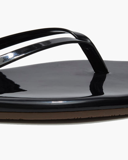 Square Toe Lily Leather Flip Flops in Licorice | TKEES Best Seller