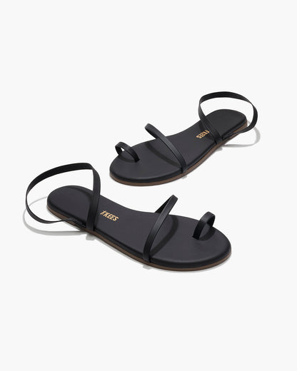 Mia Napa Leather Sandals in Black | TKEES Featured