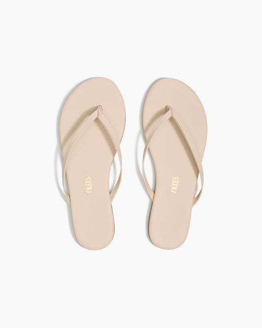 Lily Nudes Leather Flip Flops in Linen | TKEES Featured