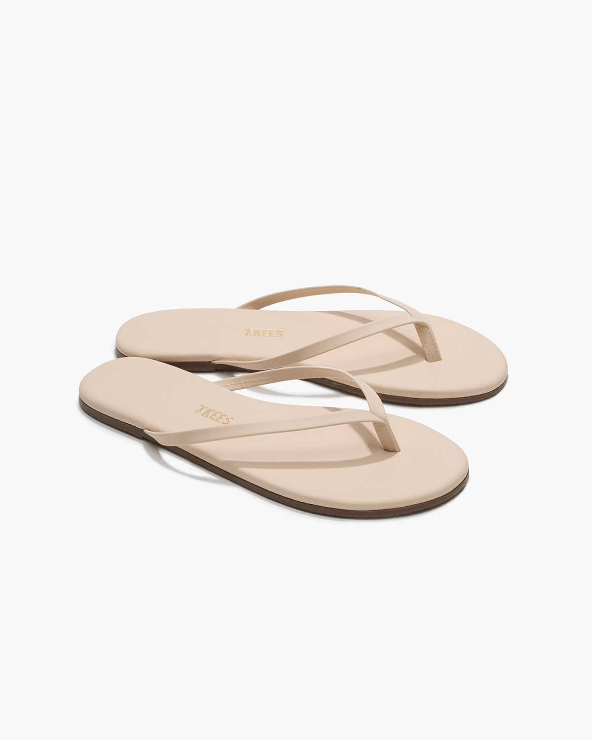 Lily Nudes Leather Flip Flops in Linen | TKEES Featured