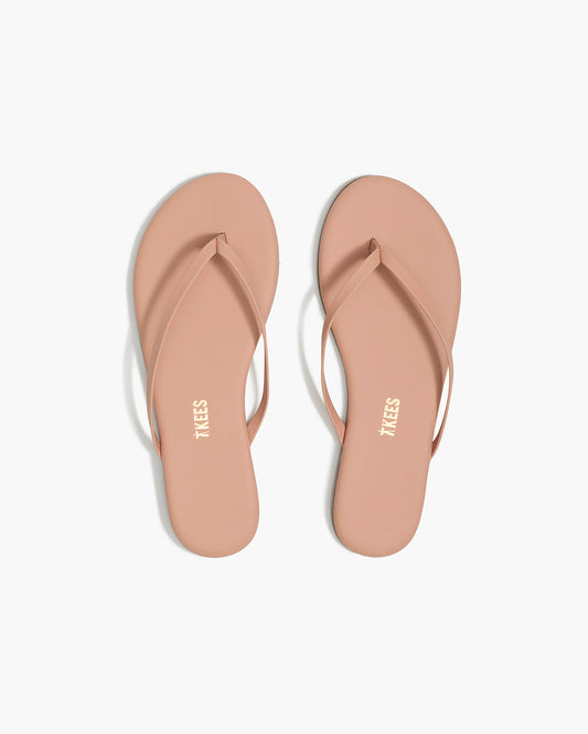 Lily Nudes Leather Flip Flops in Nude Beach | TKEES Trending