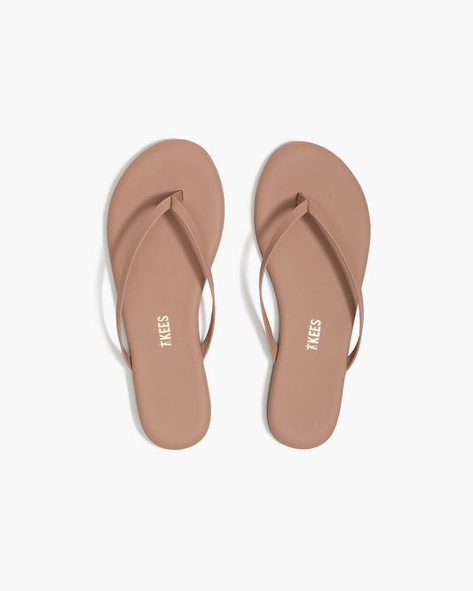 Lily Nudes Leather Flip Flops in Hazelberry | TKEES Signature