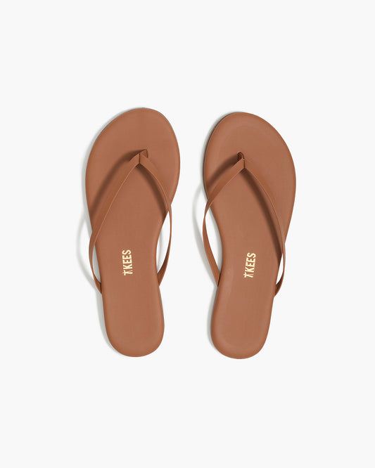Lily Nudes Leather Flip Flops in Au Naturale | TKEES Deals