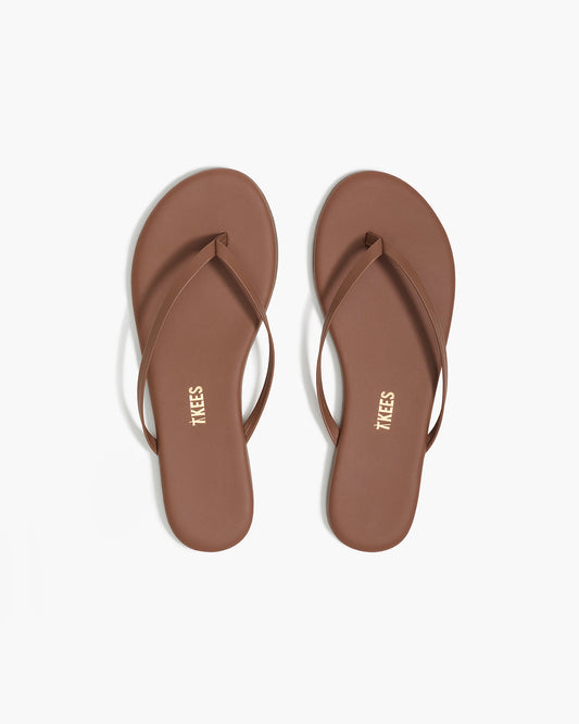 Lily Nudes Leather Flip Flops in Heatwave | TKEES Quality