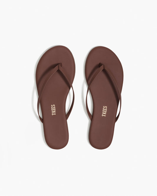 Lily Nudes Leather Flip Flops in Cappuccino | TKEES Featured