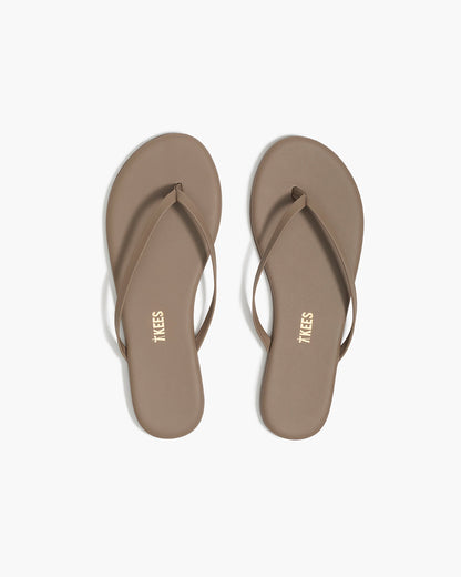Lily Liners Leather Flip Flops in Biscuit | TKEES Top Pick