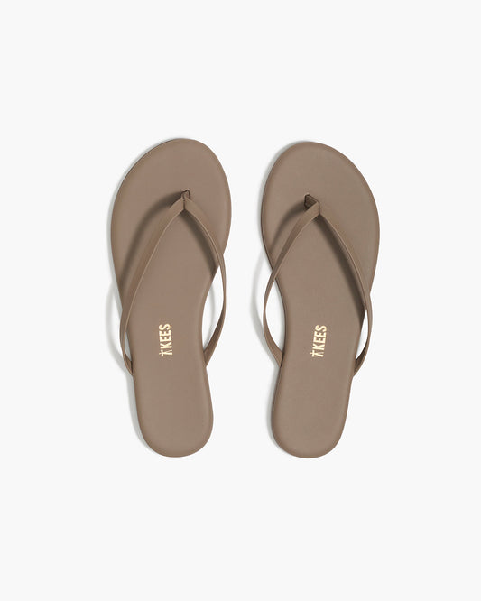 Lily Liners Leather Flip Flops in Biscuit | TKEES Top Pick