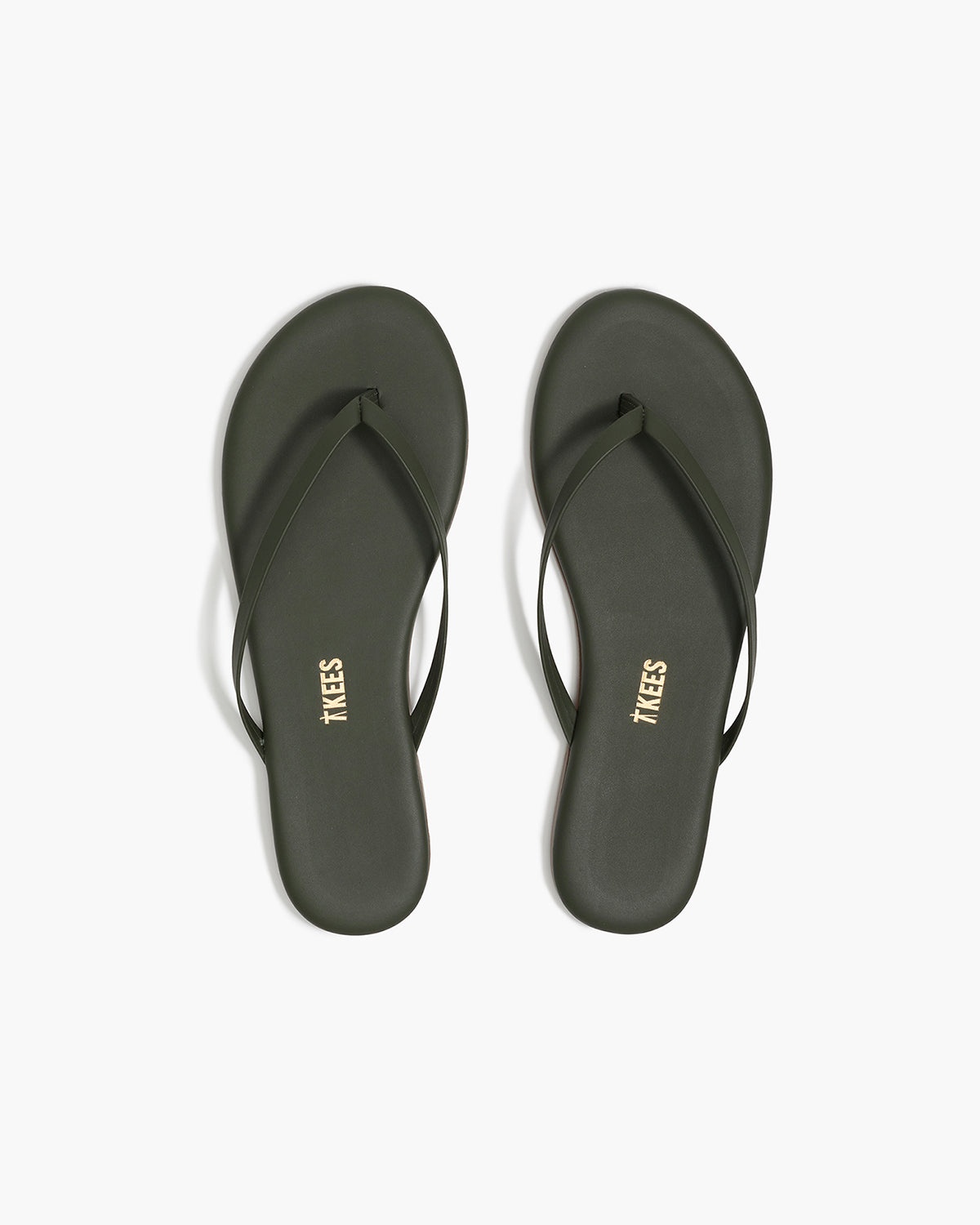 Lily Liners Leather Flip Flops in Forest | TKEES Classic