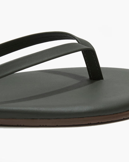 Lily Liners Leather Flip Flops in Forest | TKEES Classic