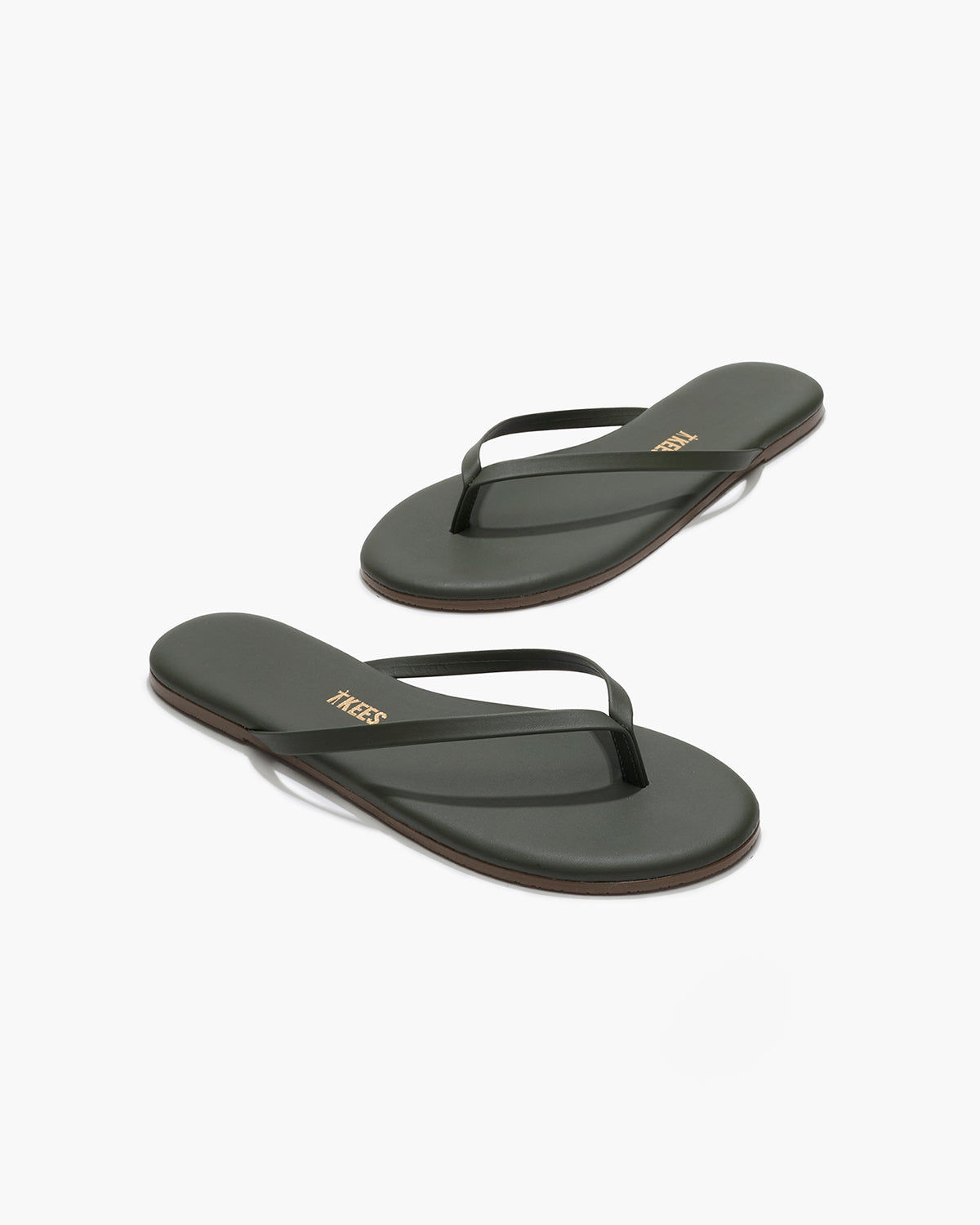 Lily Liners Leather Flip Flops in Forest | TKEES Classic