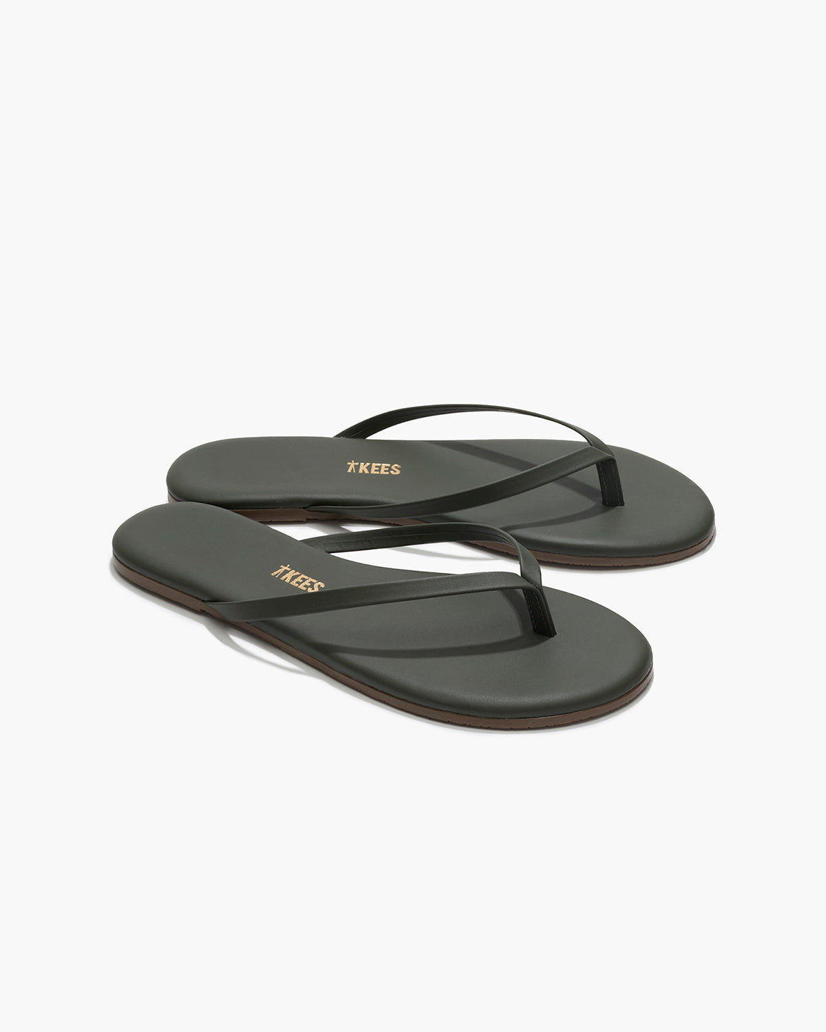 Lily Liners Leather Flip Flops in Forest | TKEES Classic
