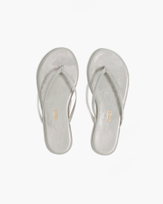 Lily Glitters Leather Flip Flops in Gleam | TKEES Great Value