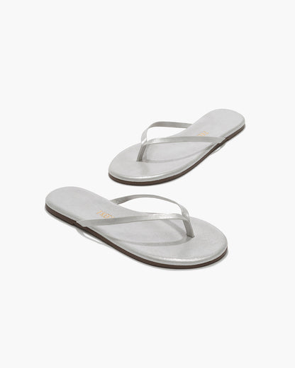 Lily Glitters Leather Flip Flops in Gleam | TKEES Great Value