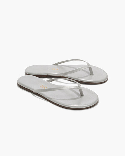 Lily Glitters Leather Flip Flops in Gleam | TKEES Great Value
