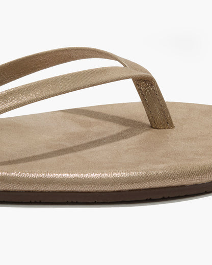 Lily Glitters Leather Flip Flops in Pink Pearl | TKEES Classic
