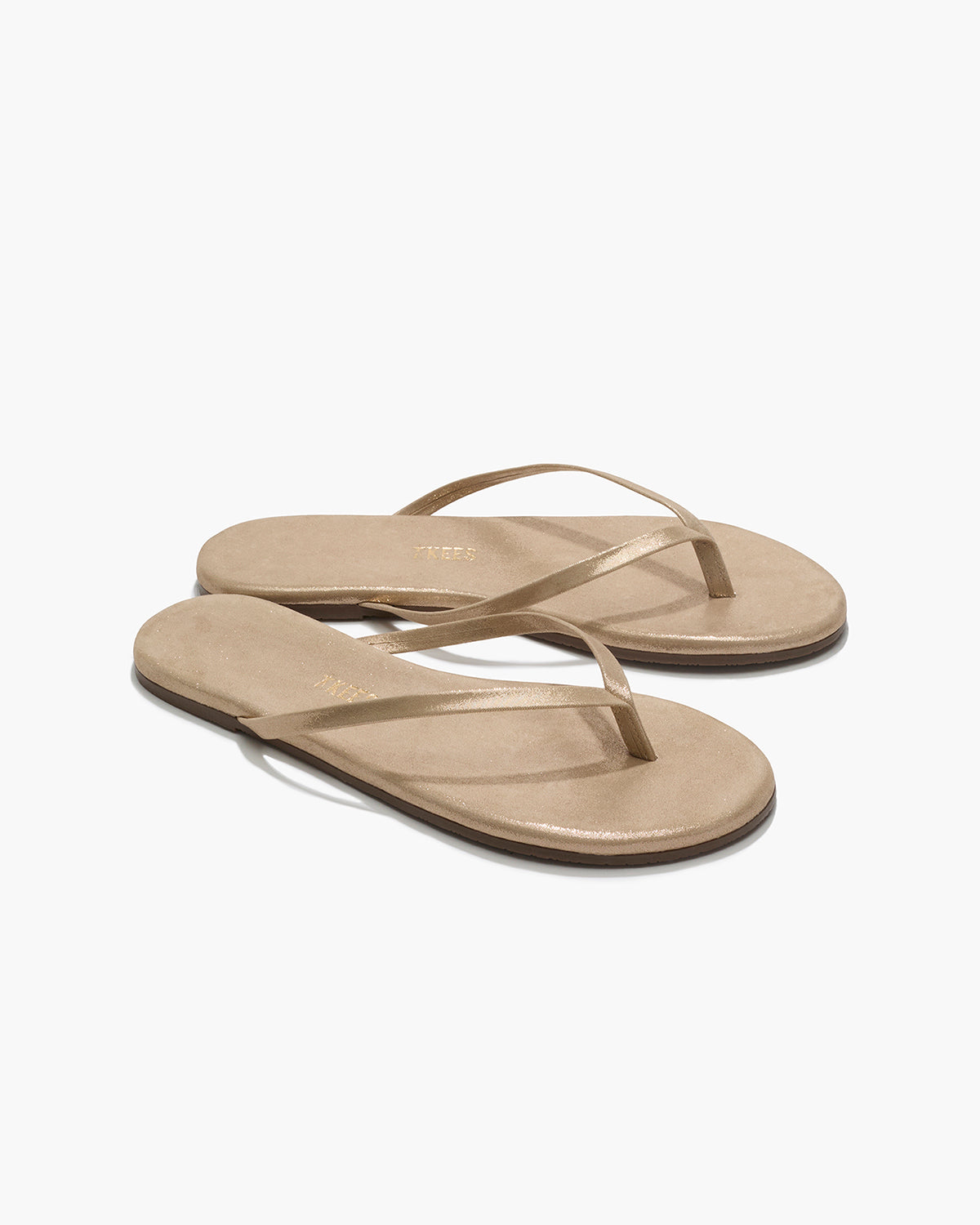 Lily Glitters Leather Flip Flops in Pink Pearl | TKEES Classic