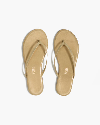 Lily Glitters Leather Flip Flops in Sandbeam | TKEES Best Price