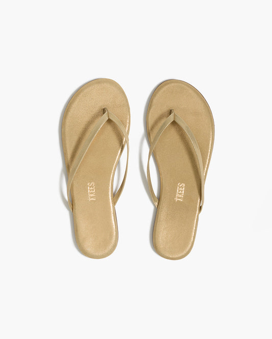 Lily Glitters Leather Flip Flops in Sandbeam | TKEES Best Price