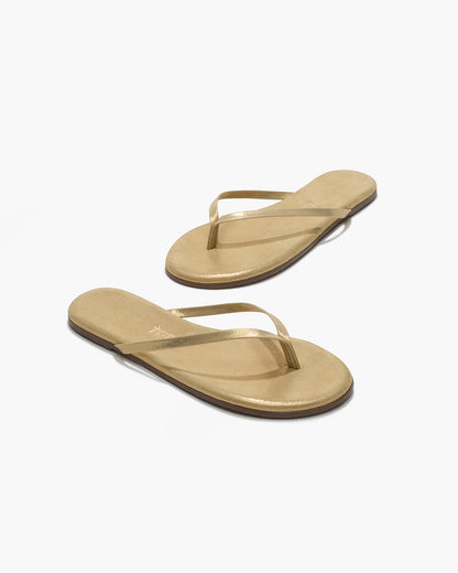 Lily Glitters Leather Flip Flops in Sandbeam | TKEES Best Price