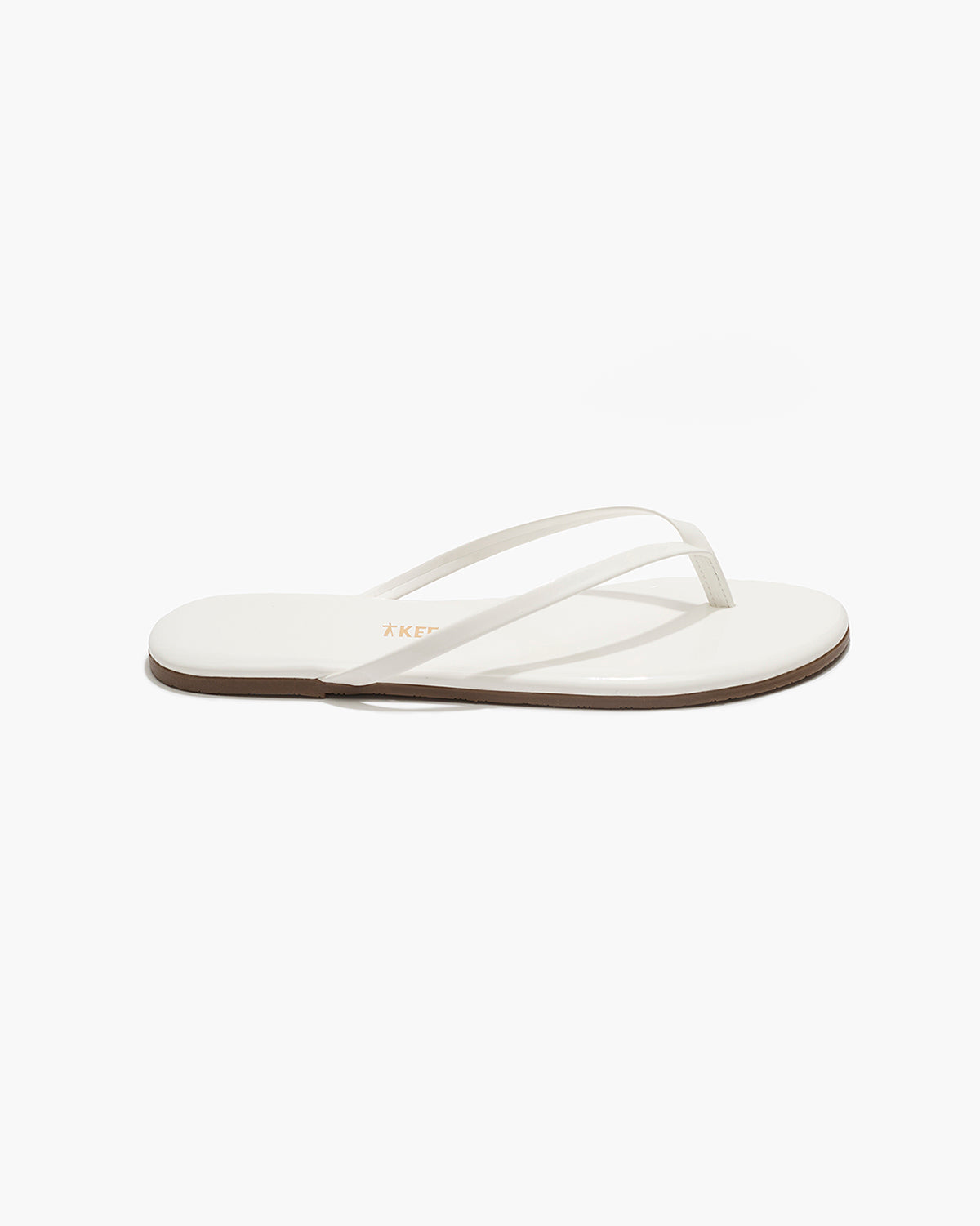 Lily Glosses Leather Flip Flops in White Lotus | TKEES Special Offer
