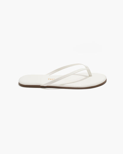 Lily Glosses Leather Flip Flops in White Lotus | TKEES Special Offer