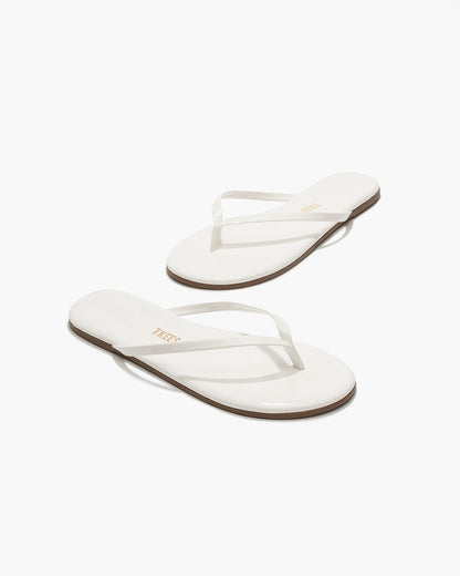 Lily Glosses Leather Flip Flops in White Lotus | TKEES Special Offer