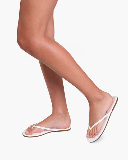 Lily Glosses Leather Flip Flops in White Lotus | TKEES Special Offer