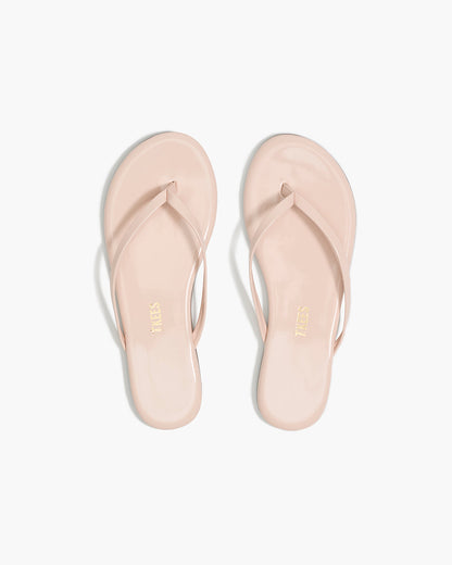 Lily Glosses Leather Flip Flops in Whipped Cream | TKEES Everyday