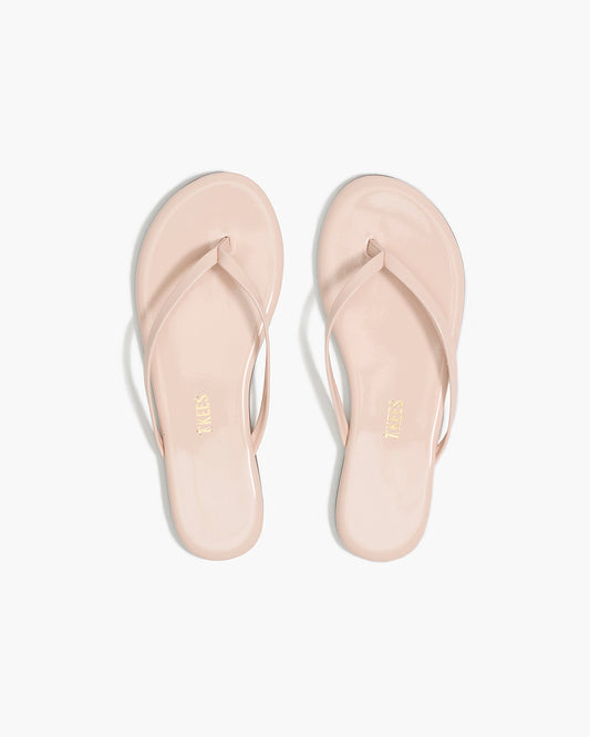 Lily Glosses Leather Flip Flops in Whipped Cream | TKEES Everyday