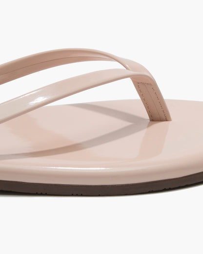 Lily Glosses Leather Flip Flops in Whipped Cream | TKEES Everyday