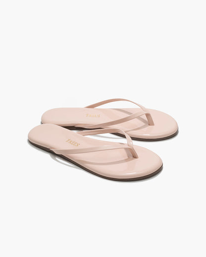 Lily Glosses Leather Flip Flops in Whipped Cream | TKEES Everyday