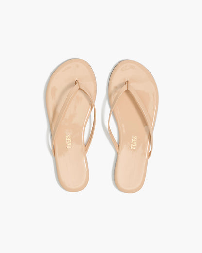 Lily Glosses Leather Flip Flops in Linen | TKEES New