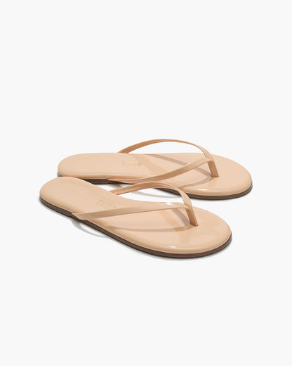 Lily Glosses Leather Flip Flops in Linen | TKEES New