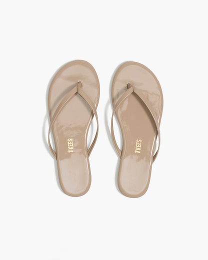 Lily Glosses Leather Flip Flops in Custard | TKEES Classic