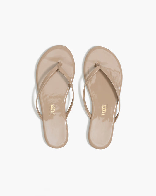 Lily Glosses Leather Flip Flops in Custard | TKEES Classic